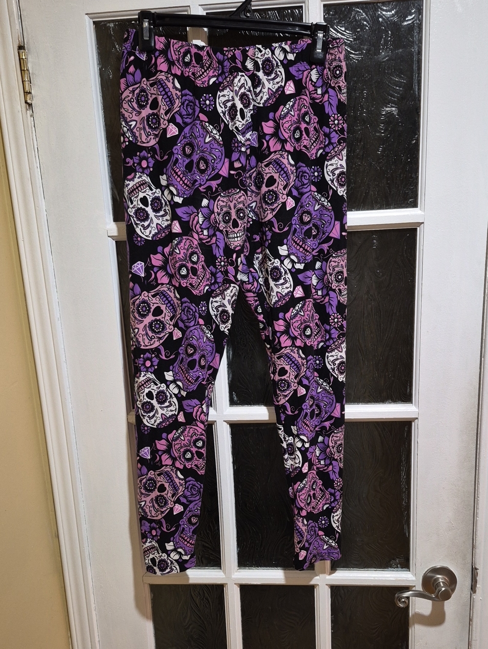 Sweetlegs Purple & Pink Sugar Skull Print Leggings